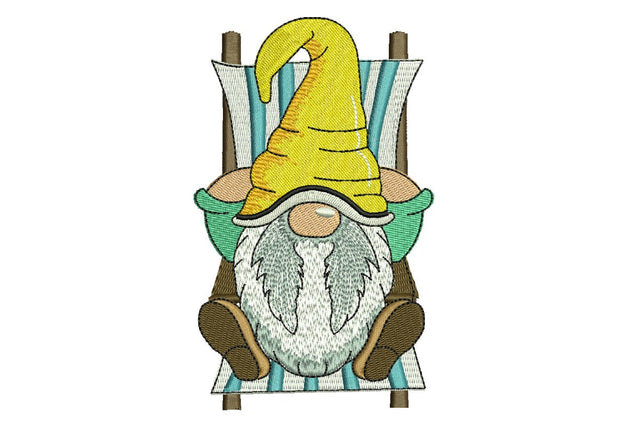 Relax Gnome Embroidery Design, Summer Embroidery designs, Chill Gnome, Sunbed Machine Embroidery File Embroidery/Applique DESIGNS NextEmbroidery 