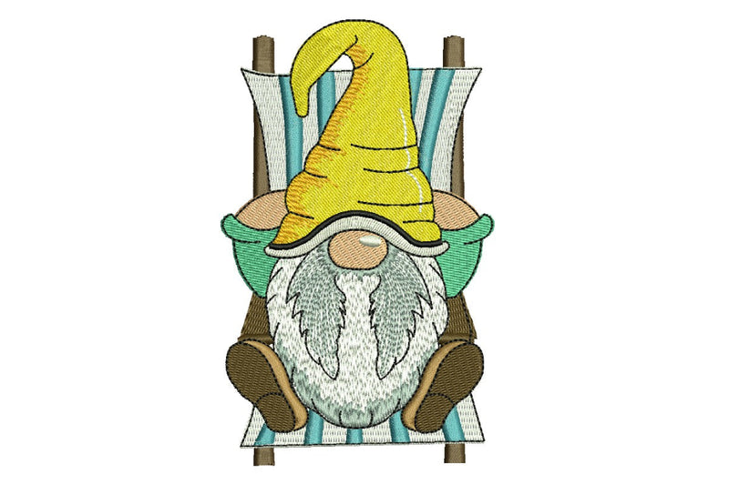 Relax Gnome Embroidery Design, Summer Embroidery designs, Chill Gnome, Sunbed Machine Embroidery File Embroidery/Applique DESIGNS NextEmbroidery 