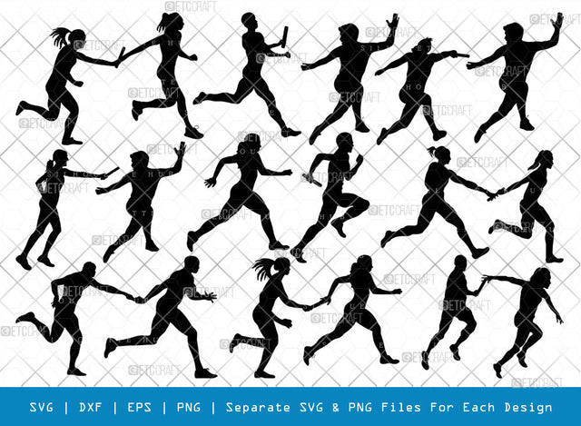 Relay Runners SVG, Relay Runners Silhouette, Sports Svg, Female Runners Svg, Male Runners Svg, Exercise Svg, Athletic Runners Svg, Relay Runners Bundle SVG ETC Craft 