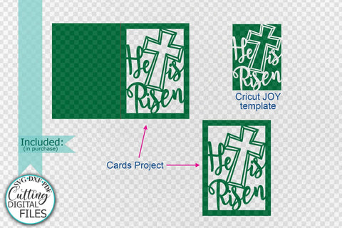 Religious Easter card svg, Cross Easter card svg, Cricut Joy Card svg, He is Risen card svg, cut out card svg, papercut svg, laser cut svg SVG kartcreationii 