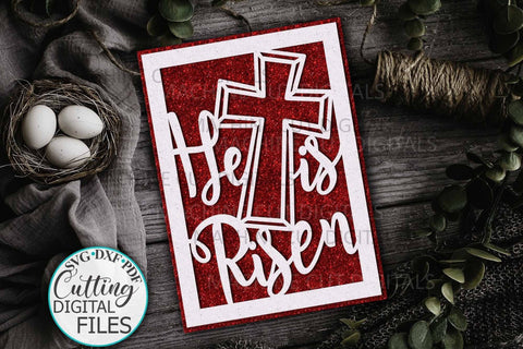 Religious Easter card svg, Cross Easter card svg, Cricut Joy Card svg, He is Risen card svg, cut out card svg, papercut svg, laser cut svg SVG kartcreationii 