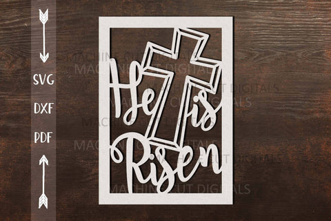 Religious Easter card svg, Cross Easter card svg, Cricut Joy Card svg, He is Risen card svg, cut out card svg, papercut svg, laser cut svg SVG kartcreationii 