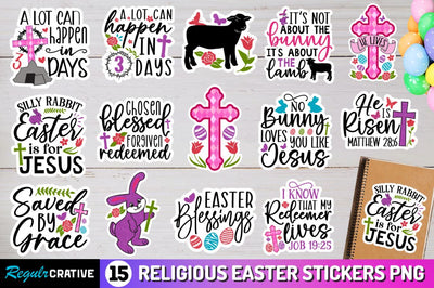 Religious Easter Stickers Png Bundle Sublimation Regulrcrative 