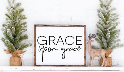 Religious SVG cut file, Grace upon Grace svg, scripture verse printable PNG, Entryway sign svg, wood sign cut file, Farmhouse Home decor, vector Art, Digital Art download, Instant download , SVG DXF PNG SVG Farmstone Studio Designs 