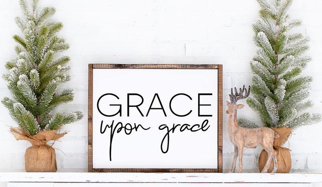 Religious SVG cut file, Grace upon Grace svg, scripture verse printable PNG, Entryway sign svg, wood sign cut file, Farmhouse Home decor, vector Art, Digital Art download, Instant download , SVG DXF PNG SVG Farmstone Studio Designs 