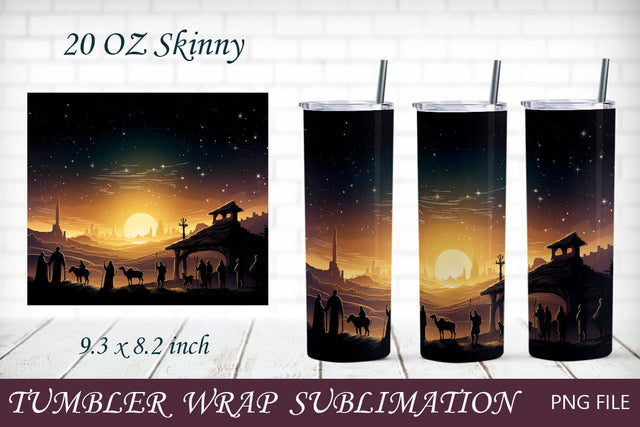 Religious tumbler wrap, Christmas tumbler 20oz, Nativity scene png Sublimation AnastasiyaArtDesign 