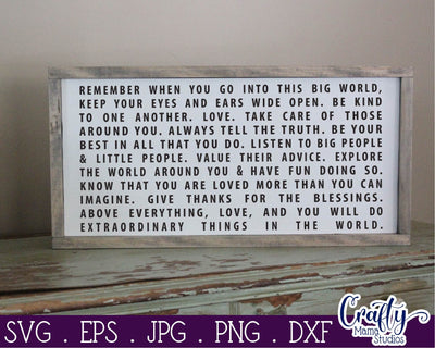 Remember When You Go Into the World SVG SVG Crafty Mama Studios 