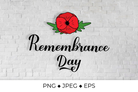 Remembrance Day calligraphy lettering. Poppy flower Sublimation LaBelezoka 