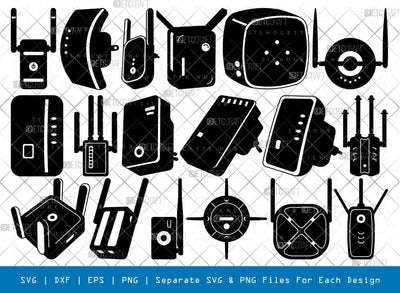 Repeater Silhouette, Repeater SVG, Wifi Repeater Svg, Wireless Repeater Svg, Technology Svg, Repeater Bundle, SB00965 SVG ETC Craft 