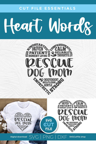 Rescue dog mom svg, adopt svg, animal rescue, foster svg, rescue svg, adoption, dog or cat, furbaby, furbabies svg, pet adoption, subway art SVG SVG Cut File 