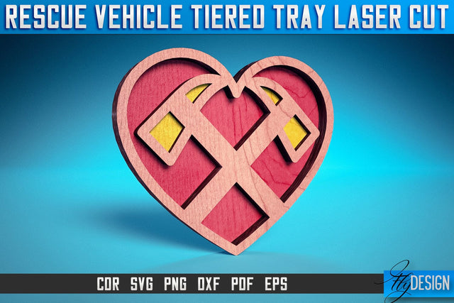 Rescue Vehicle Tiered Tray Laser Cut SVG | Rescue Vehicle Tiered Tray Laser Cut SVG Design | CNC Files SVG Fly Design 
