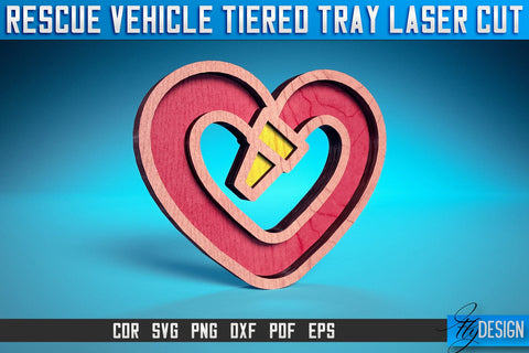 Rescue Vehicle Tiered Tray Laser Cut SVG | Rescue Vehicle Tiered Tray Laser Cut SVG Design | CNC Files SVG Fly Design 