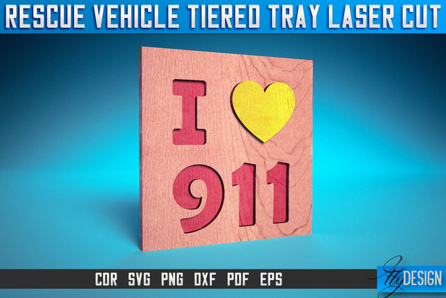 Rescue Vehicle Tiered Tray Laser Cut SVG | Rescue Vehicle Tiered Tray Laser Cut SVG Design | CNC Files SVG Fly Design 