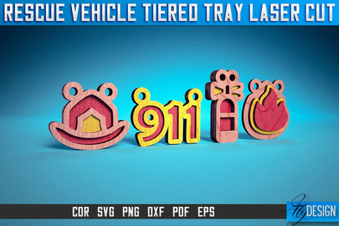 Rescue Vehicle Tiered Tray Laser Cut SVG | Rescue Vehicle Tiered Tray Laser Cut SVG Design | CNC Files SVG Fly Design 