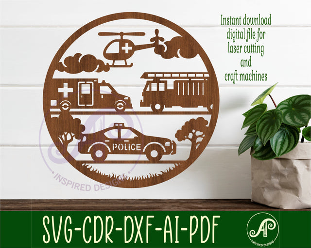 Rescue vehicles wall art sign, SVG file. vector file SVG APInspireddesigns 