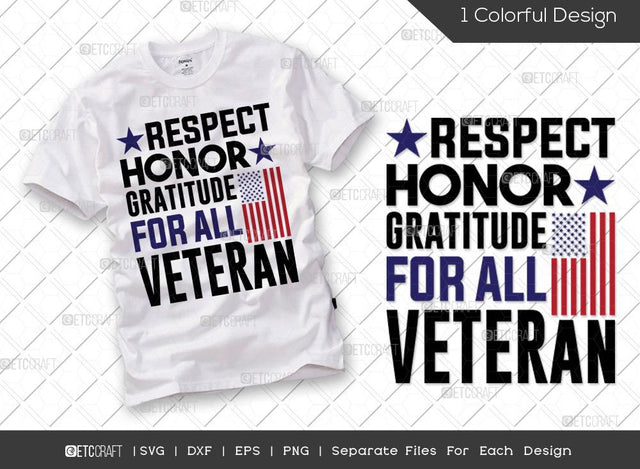 Respect Honor Gratitude For All Veteran SVG Cut File | Veteran Svg | Armistice Day Svg | Military Svg | Soldier Svg | Patriotic Svg | Veteran Quote Svg SVG ETC Craft 