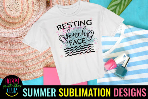Resting Beach Face Beach Sublimation- Summer Sublimation PNG Sublimation Happy Printables Club 