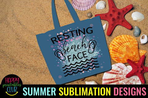 Resting Beach Face Beach Sublimation- Summer Sublimation PNG Sublimation Happy Printables Club 