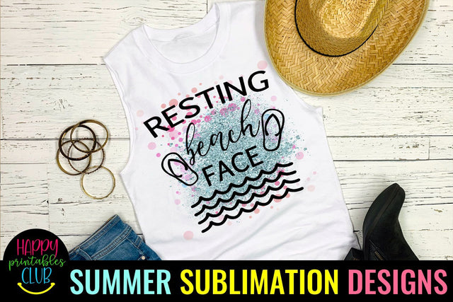 Resting Beach Face Beach Sublimation- Summer Sublimation PNG Sublimation Happy Printables Club 