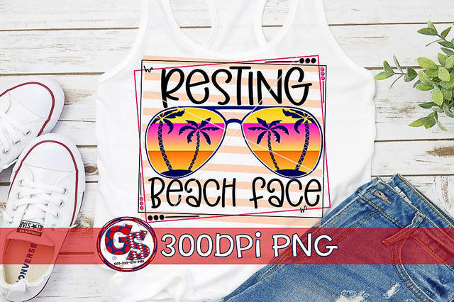 Resting Beach Face PNG for Sublimation Sublimation Greedy Stitches 
