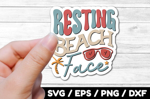 Resting beach face Retro stickers SVG akazaddesign 