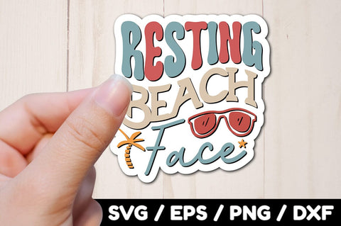 Resting beach face Retro stickers SVG akazaddesign 