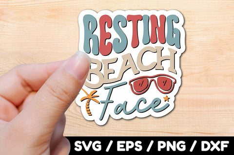 Resting beach face Retro stickers SVG akazaddesign 