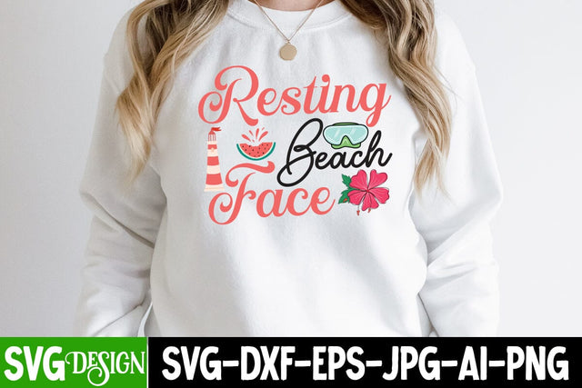 Resting Beach Face SVG Cut File, Resting Beach Face SVG Design SVG BlackCatsMedia 