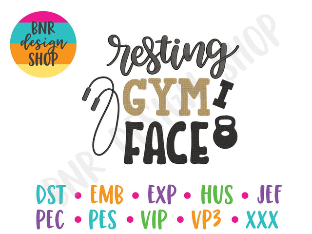 Resting Gym Face Machine Embroidery Design Embroidery/Applique BNRDesignShop 