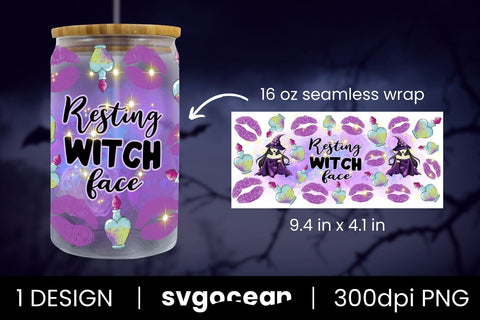 Resting Witch Face Can Glass PNG Sublimation SvgOcean 