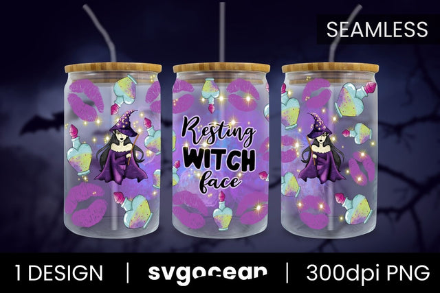 Resting Witch Face Can Glass PNG Sublimation SvgOcean 