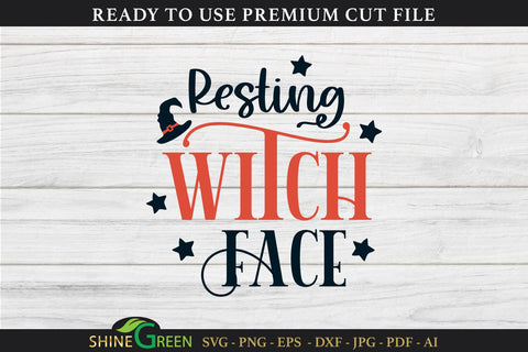 Resting Witch Face | Halloween Round Sign, Pillow SVG SVG Shine Green Art 