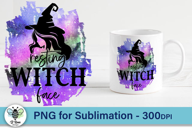 Resting Witch Face PNG | Funny Halloween Sublimation Design Sublimation B Renee Design 