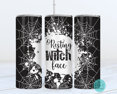 Resting Witch Face, Spider Web Design for Skinny Tumblers! Sublimation You Make It Personal 