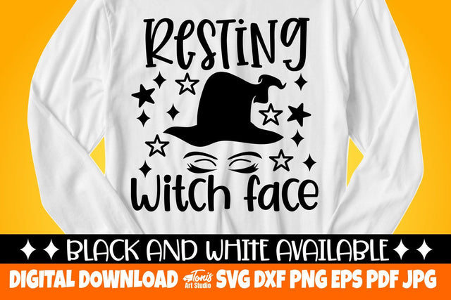 Resting Witch Face SVG Cut File, Halloween Svg Png SVG TonisArtStudio 
