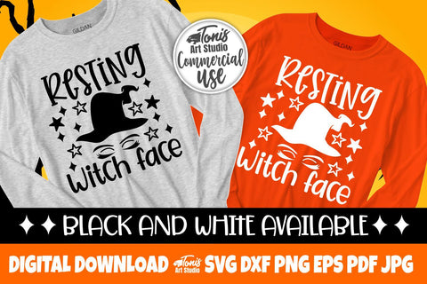 Resting Witch Face SVG Cut File, Halloween Svg Png SVG TonisArtStudio 