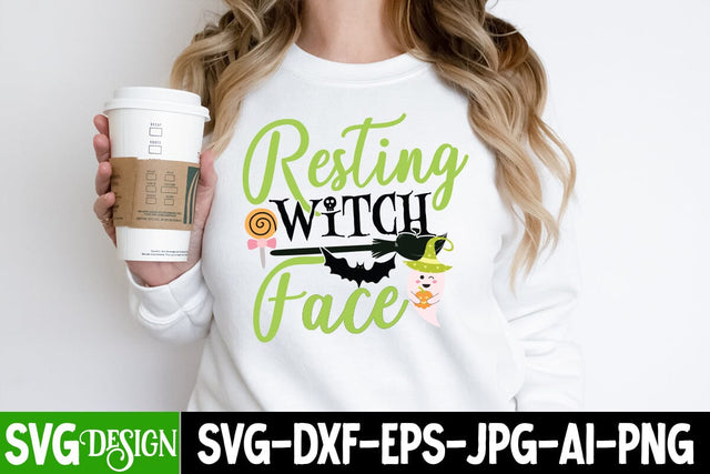 Resting Witch Face SVG Cut File, Resting Witch Face Sublimation Design, ,Halloween SVG Sublimation Design, Trick or Treat SVG SVG BlackCatsMedia 