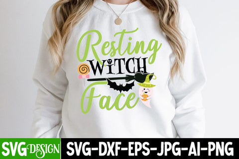 Resting Witch Face SVG Cut File, Resting Witch Face Sublimation Design, ,Halloween SVG Sublimation Design, Trick or Treat SVG SVG BlackCatsMedia 