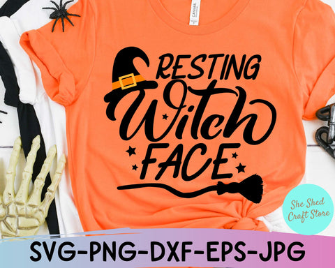 Resting Witch Face SVG, Funny Halloween Svg, Mom Halloween SVG She Shed Craft Store 
