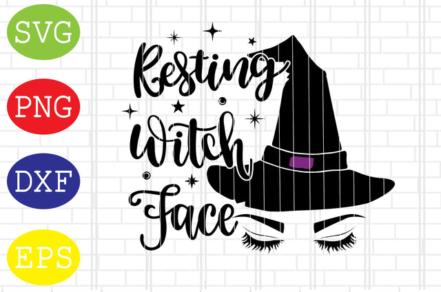 Resting Witch Face Witch Hat Svg, Cauldron Svg, Halloween Svg, Fall Svg, Autumn Svg, Ghost Svg SVG DigitalSvgFiles 