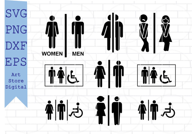 Restroom SVG, Toilet Svg, Bathroom Svg, Restroom Symbols svg, Restroom sign svg, Mens Restroom Svg, Women's Restroom Svg, Bathroom Svg, Bathroom Sign Svg SVG Artstoredigital 
