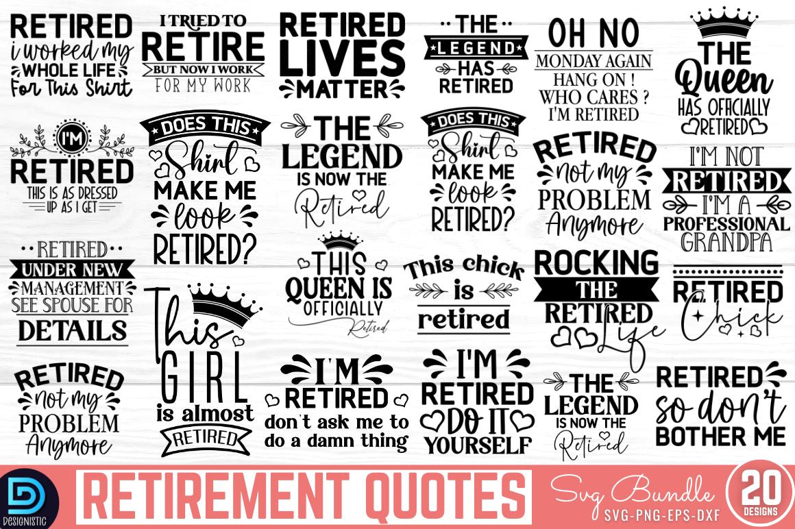 Premium Vector  Retirement quotes and sayings bundle retired quotes bundle  retired handwriting quotes bundle