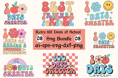 Retro 100 Days of School Svg Bundle SVG SVGista 