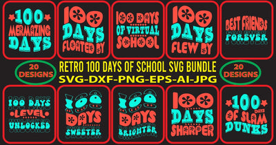 Retro 100 Days Of School SVG Bundle SVG Syaman 