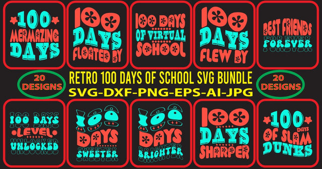 Retro 100 Days Of School SVG Bundle SVG Syaman 