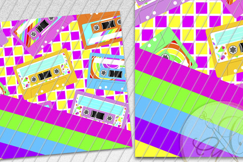 Retro 20oz Skinny Tumbler Sublimation/ 80’s, 90’s/ Cassette/ Neon Sublimation Marlene Campos 