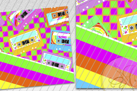 Retro 20oz Skinny Tumbler Sublimation/ 80’s, 90’s/ Neon/ Cassette/ White BG Sublimation Marlene Campos 