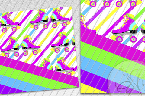 Retro 20oz Skinny Tumbler Sublimation/ 80's, 90's/ Roller Skate/ Neon/ White BG Sublimation Marlene Campos 