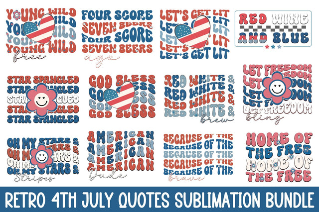 Retro 4th July Quotes Sublimation Bundle Sublimation Rupkotha 