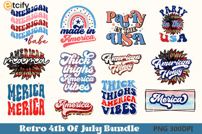 Retro 4th of July Bundle. 4th of July Sublimation etcify 